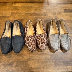 M. Gemi Italian Women's Driving Moc Toe Loafers Black, Leopard, Silver 39.5/8.5